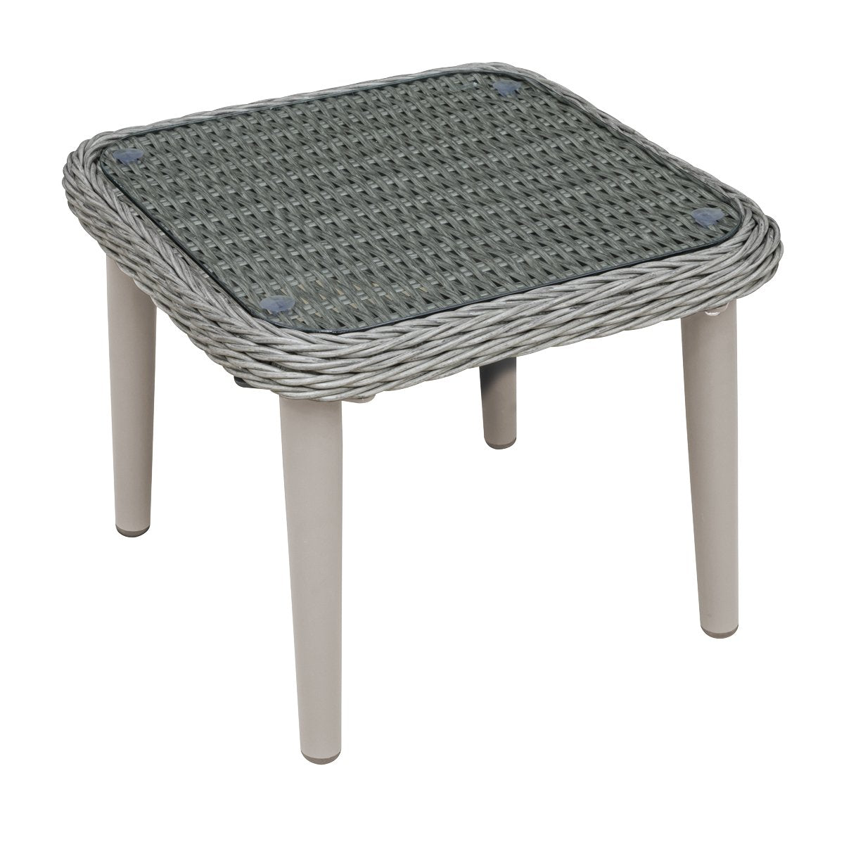 Dellonda DG75 Buxton Rattan Wicker Outdoor Coffee Table with Clear Tempered Glass Top Grey