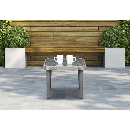 Dellonda DG75 Buxton Rattan Wicker Outdoor Coffee Table with Clear Tempered Glass Top Grey