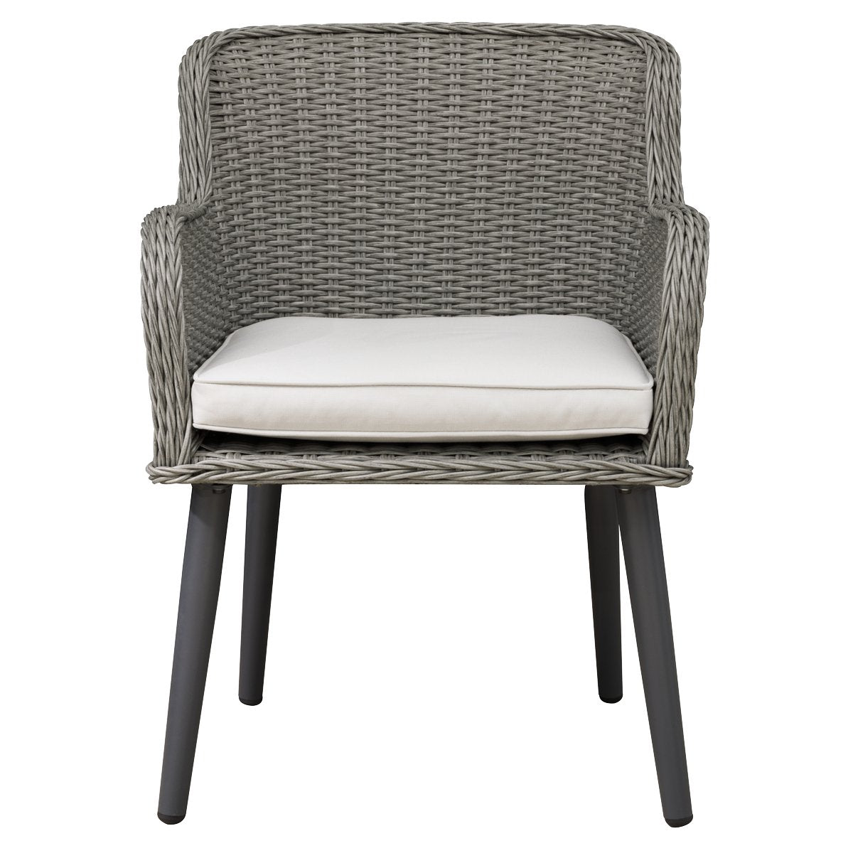 Dellonda DG76 Buxton Rattan Wicker Outdoor Dining Armchairs with Cushion Set of 2 Grey