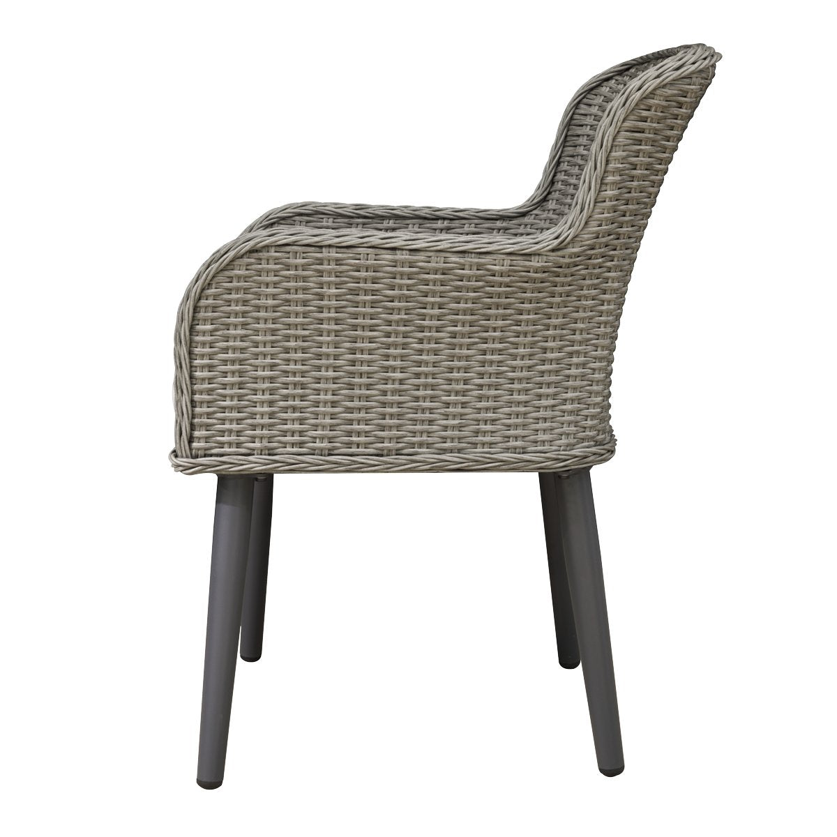 Dellonda DG76 Buxton Rattan Wicker Outdoor Dining Armchairs with Cushion Set of 2 Grey