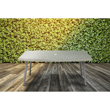 Dellonda DG78 Buxton Rattan Wicker Outdoor Dining Table with Clear Tempered Glass Top Grey