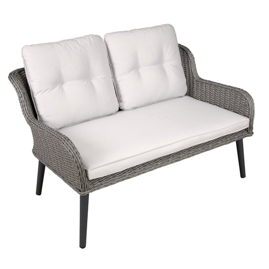 Dellonda DG80 Buxton Rattan Wicker Outdoor Lounge 2 - Seater Sofa with Cushion Grey