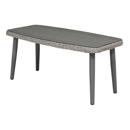 Dellonda DG81 Buxton Rattan Wicker Outdoor Coffee Table with Tempered Glass Top Grey