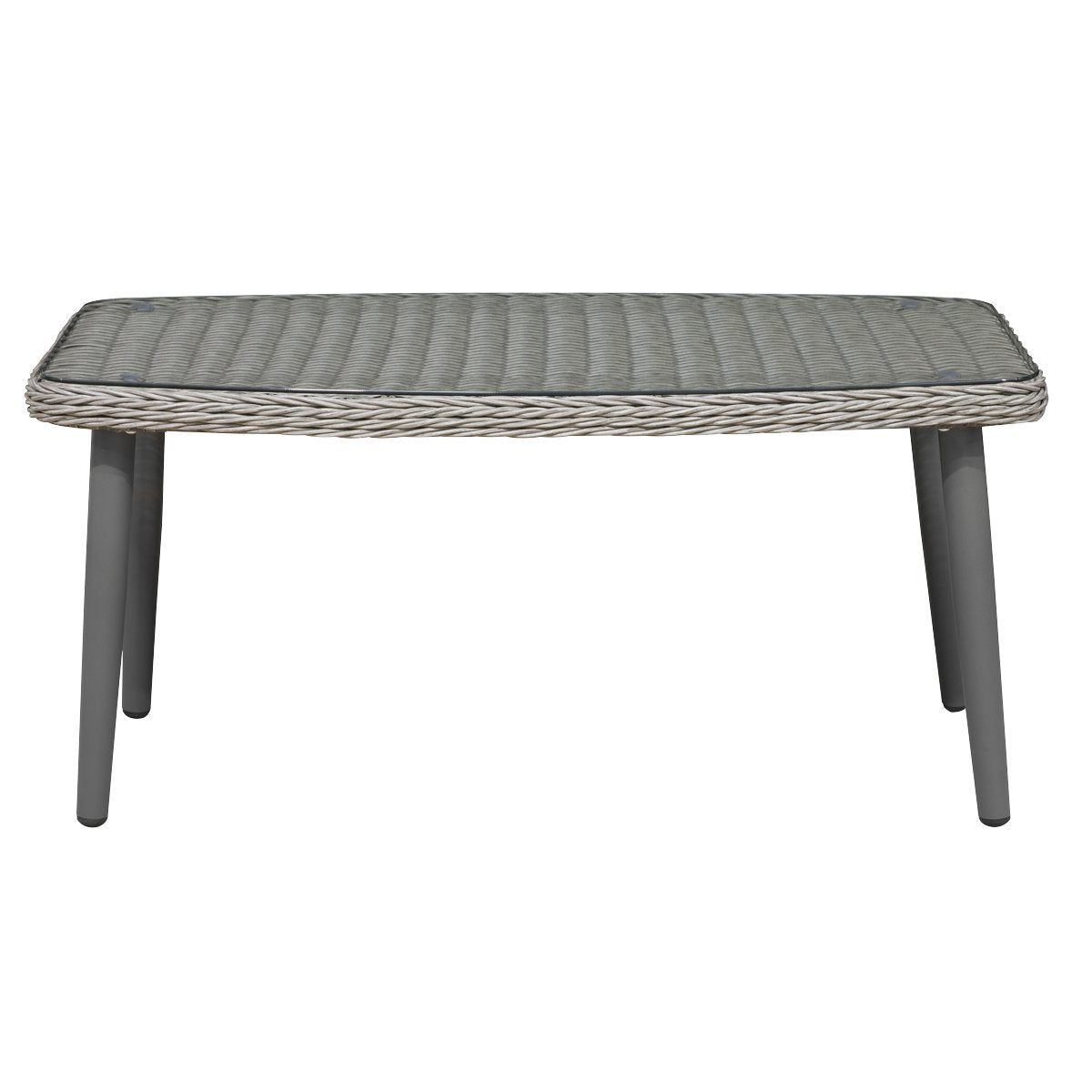 Dellonda DG81 Buxton Rattan Wicker Outdoor Coffee Table with Tempered Glass Top Grey