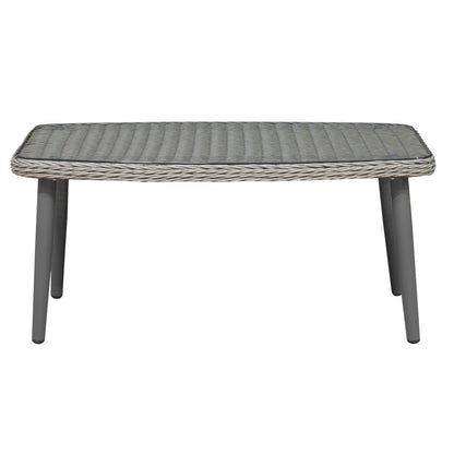 Dellonda DG81 Buxton Rattan Wicker Outdoor Coffee Table with Tempered Glass Top Grey