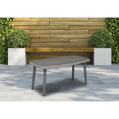 Dellonda DG81 Buxton Rattan Wicker Outdoor Coffee Table with Tempered Glass Top Grey