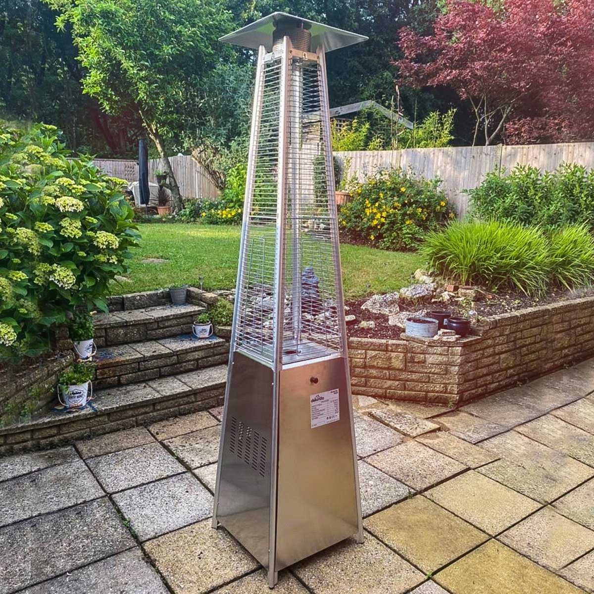 Dellonda DG99 13kW Pyramid Gas Patio Heater 13kW Commercial/Garden Use - Stainless Steel