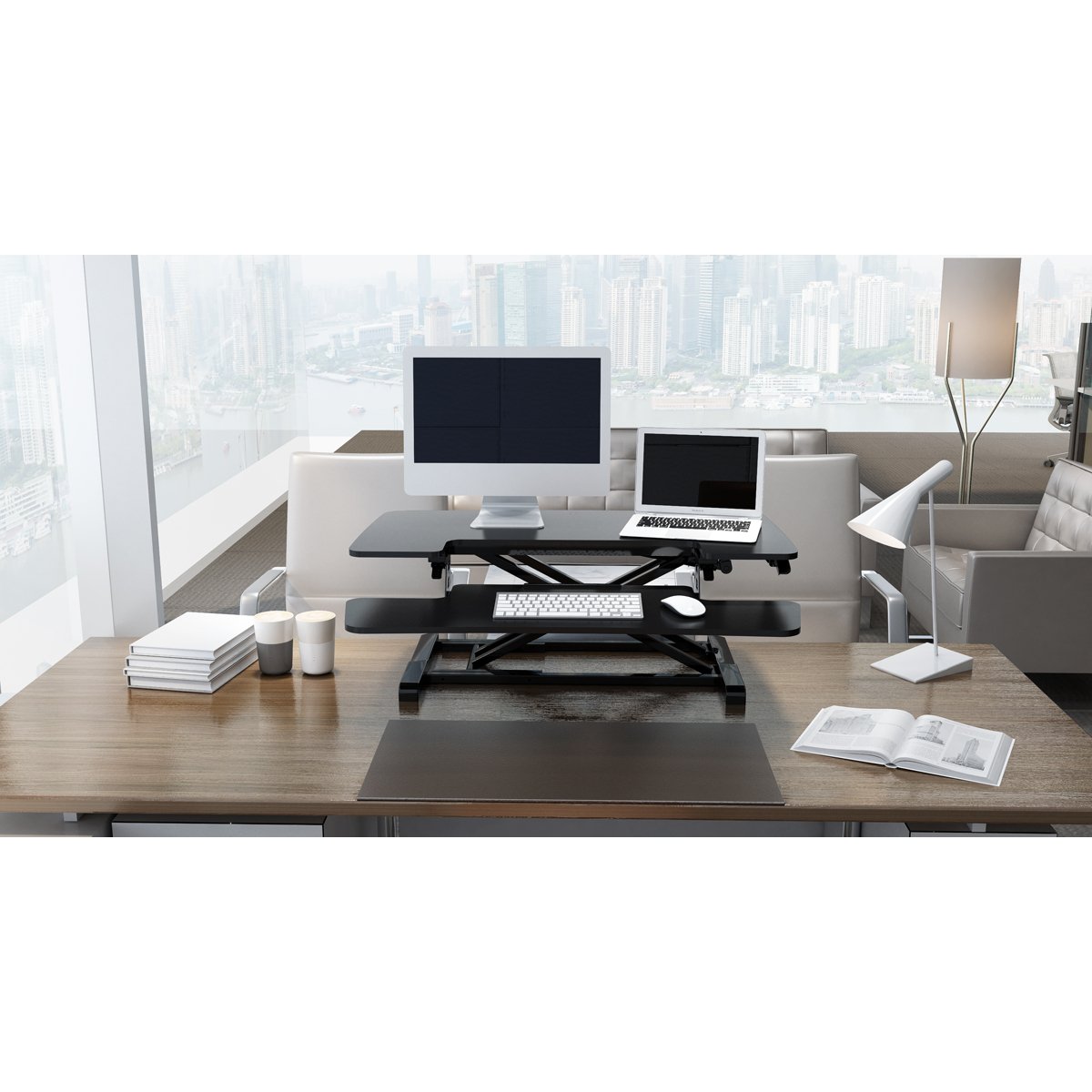 Dellonda DH15 89cm Height Adjustable Standing Desk Converter 50cm Max Height 15kg Capacity - McCormickTools