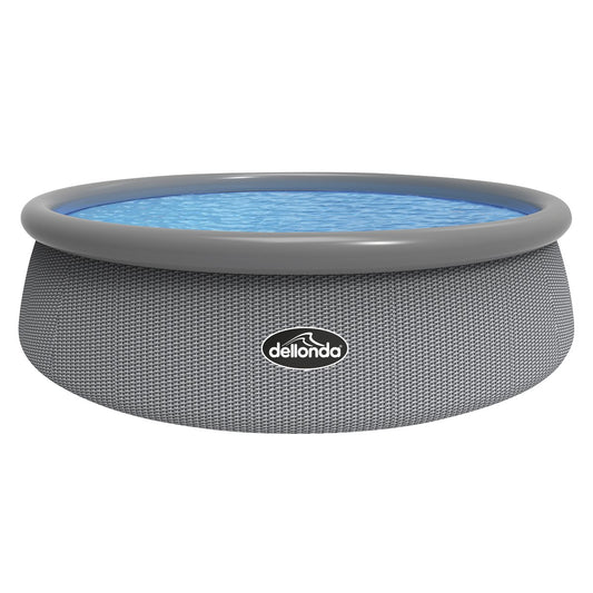 Dellonda DL18 15ft Round Garden Kids Paddling Swimming Pool & Pump Grey Rattan - McCormickTools