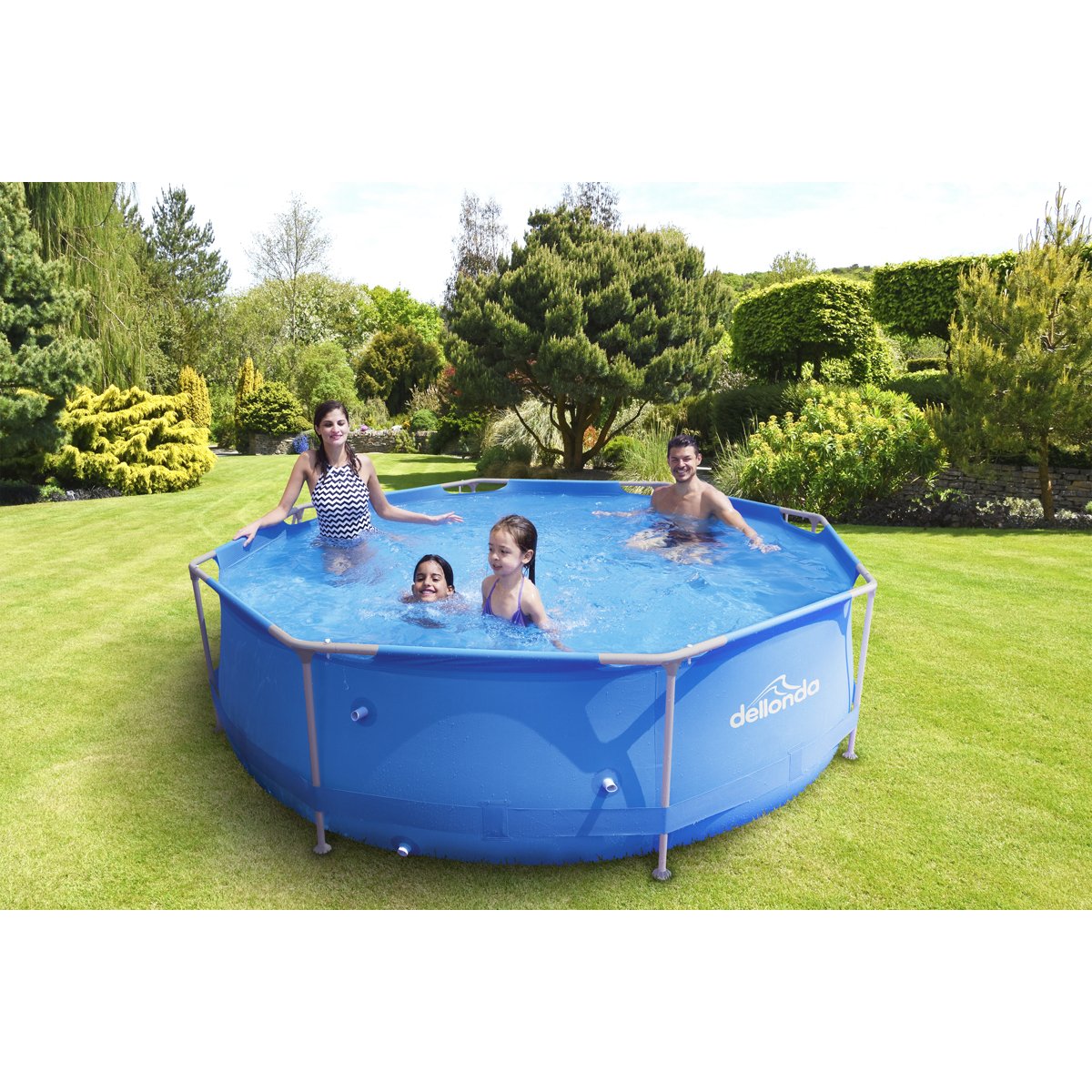 Dellonda DL19 10ft Steel Frame Swimming Pool Round with Filter Pump Blue