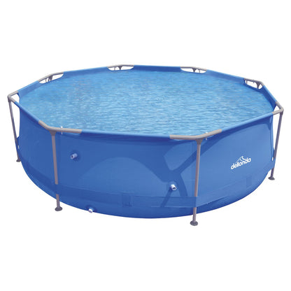 Dellonda DL19 10ft Steel Frame Swimming Pool Round with Filter Pump Blue