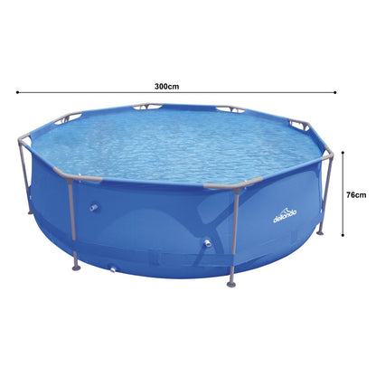 Dellonda DL19 10ft Steel Frame Swimming Pool Round with Filter Pump Blue