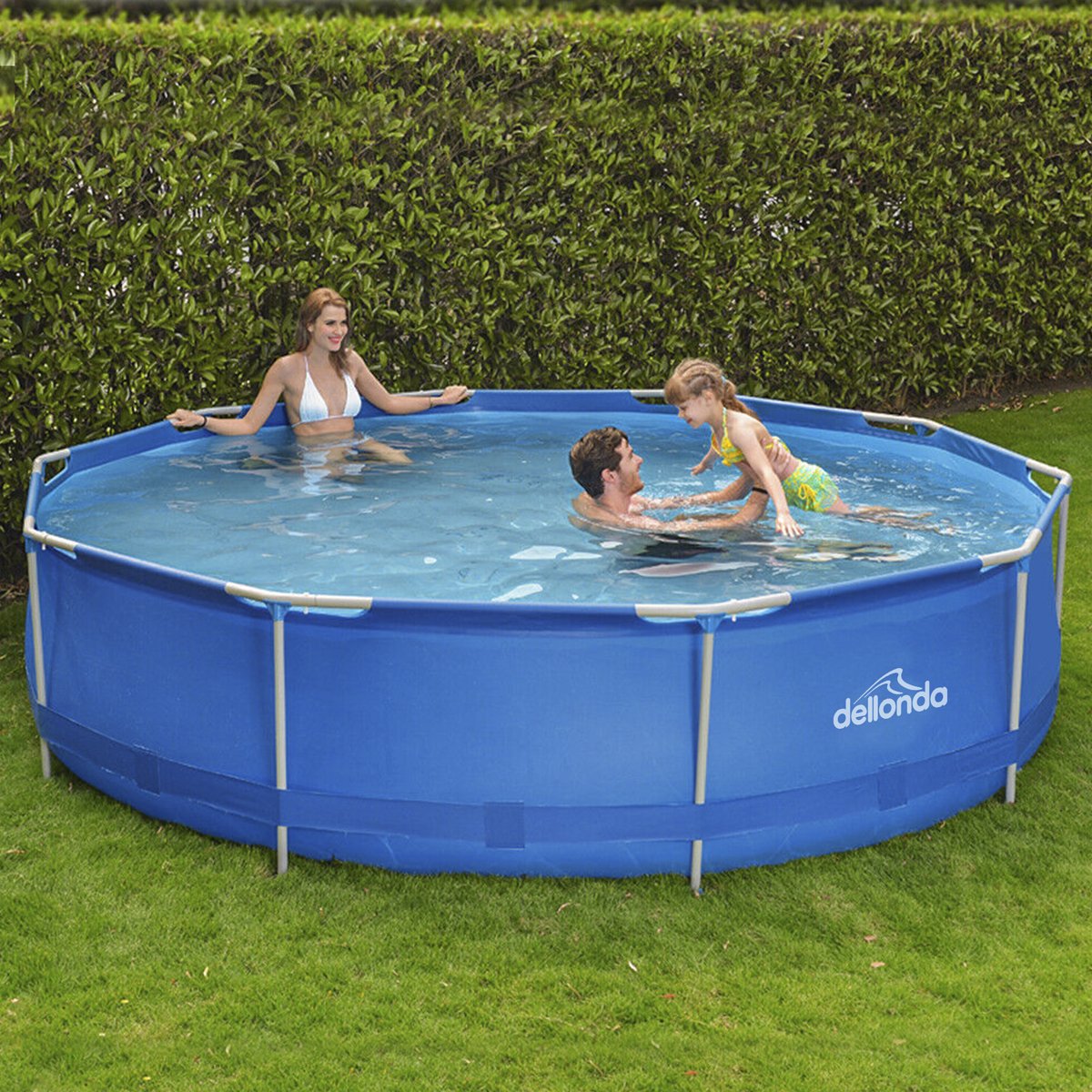 Dellonda DL20 12ft Steel Frame Swimming Pool Round with Filter Pump Blue