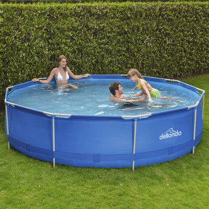 Dellonda DL20 12ft Steel Frame Swimming Pool Round with Filter Pump Blue