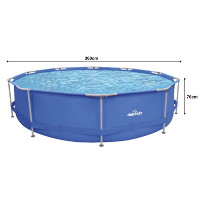 Dellonda DL20 12ft Steel Frame Swimming Pool Round with Filter Pump Blue