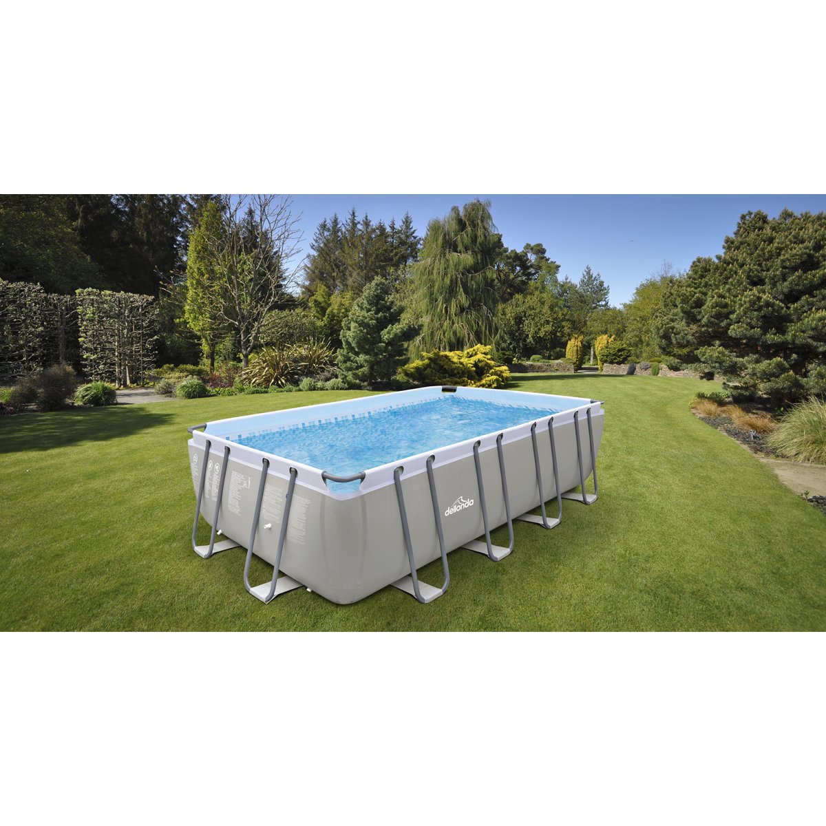 Dellonda DL22 18ft Deluxe Steel Frame Swimming Pool Rectangular with Filter Pump