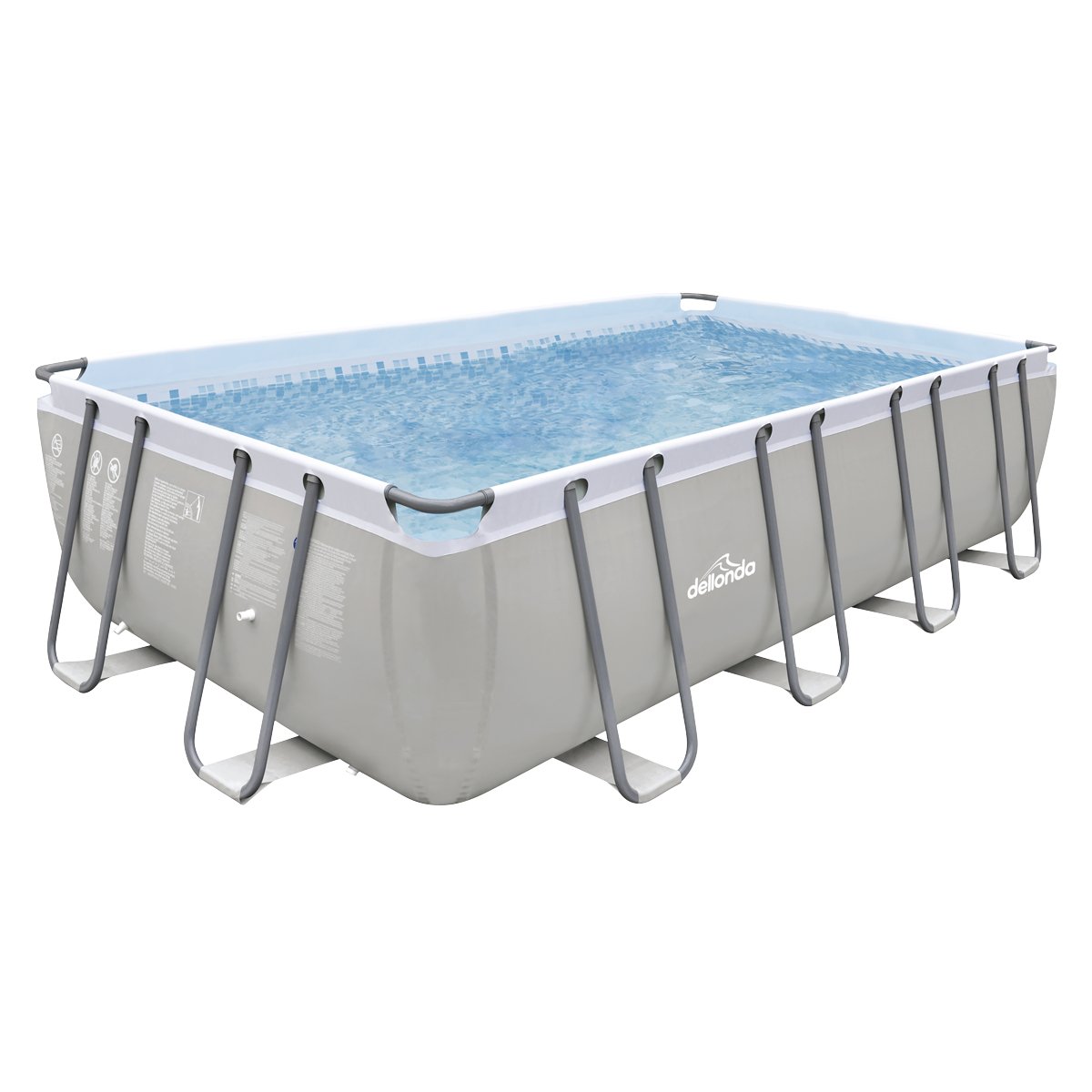 Dellonda DL22 18ft Deluxe Steel Frame Swimming Pool Rectangular with Filter Pump