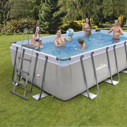 Dellonda DL22 18ft Deluxe Steel Frame Swimming Pool Rectangular with Filter Pump