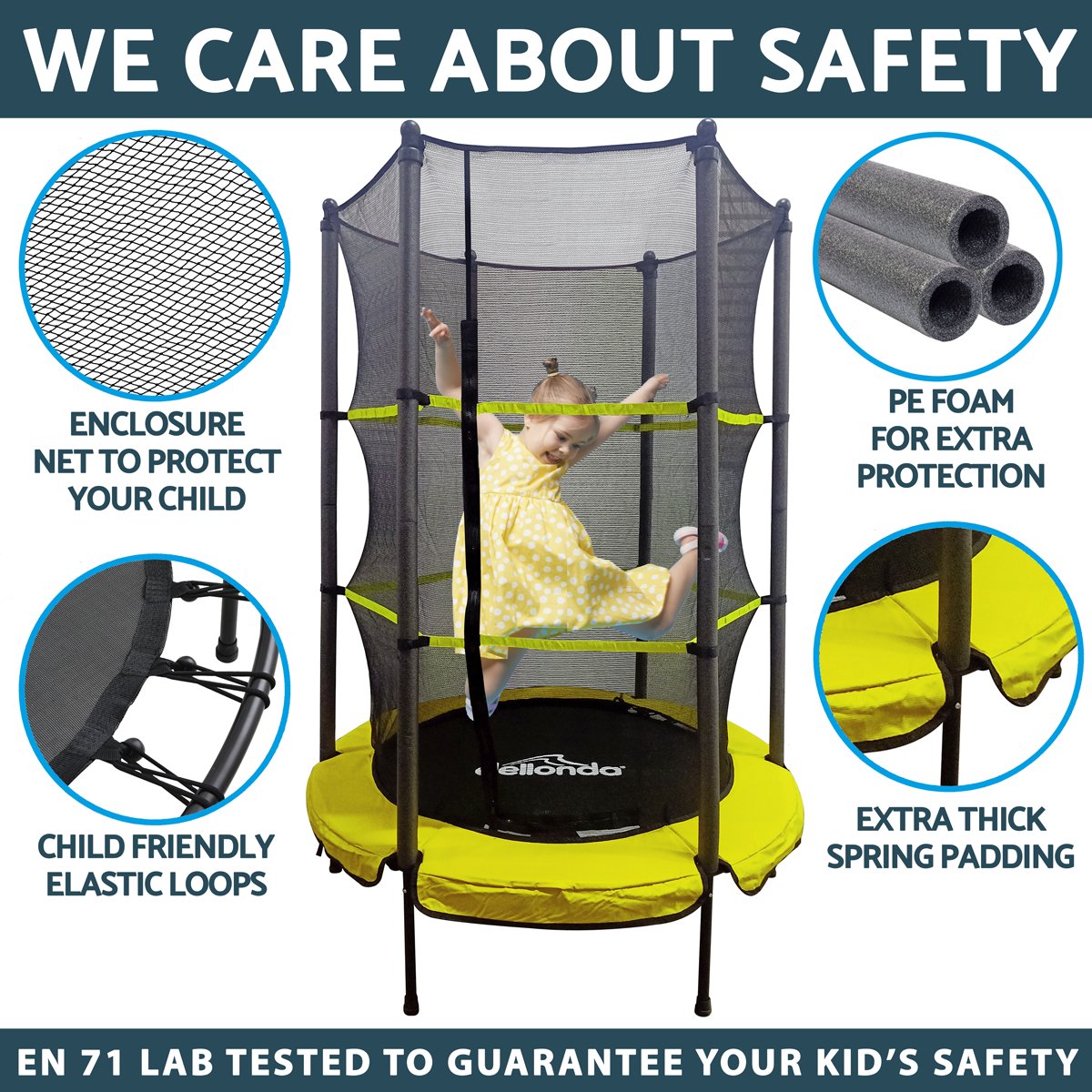 Dellonda DL65 55" Mini Trampoline with Safety Enclosure Net - McCormickTools