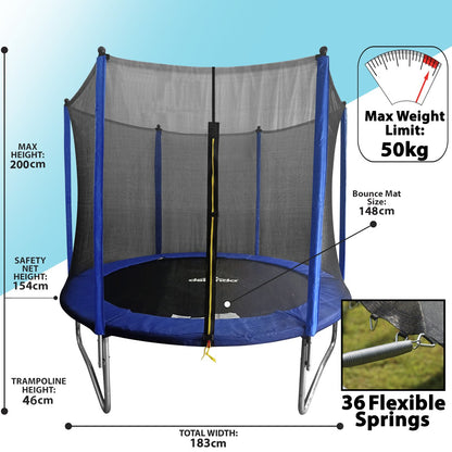 Dellonda DL66 6ft Heavy Duty Outdoor Trampoline with Safety Enclosure Net - McCormickTools