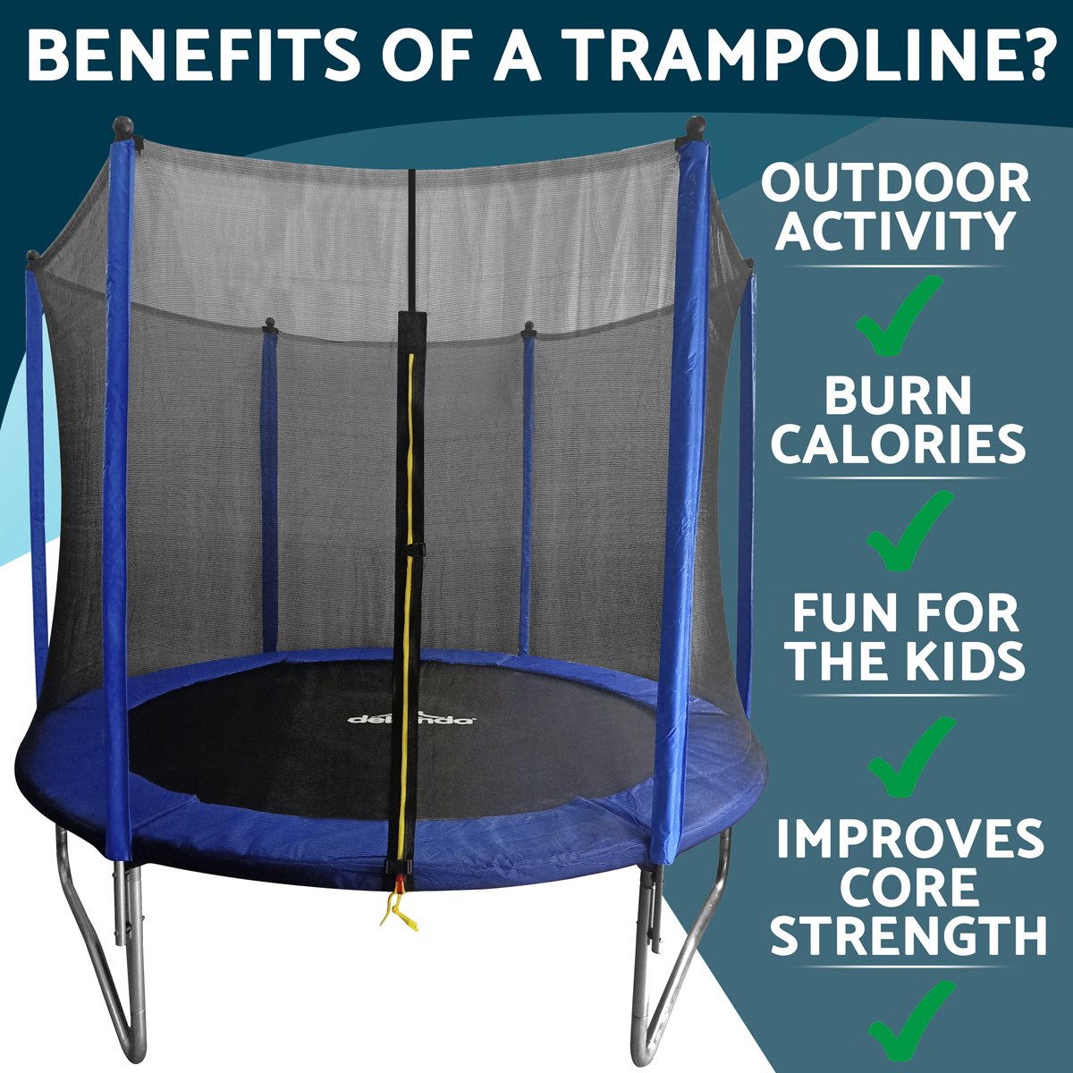 Dellonda DL67 8ft Heavy - Duty Outdoor Trampoline with Safety Enclosure Net