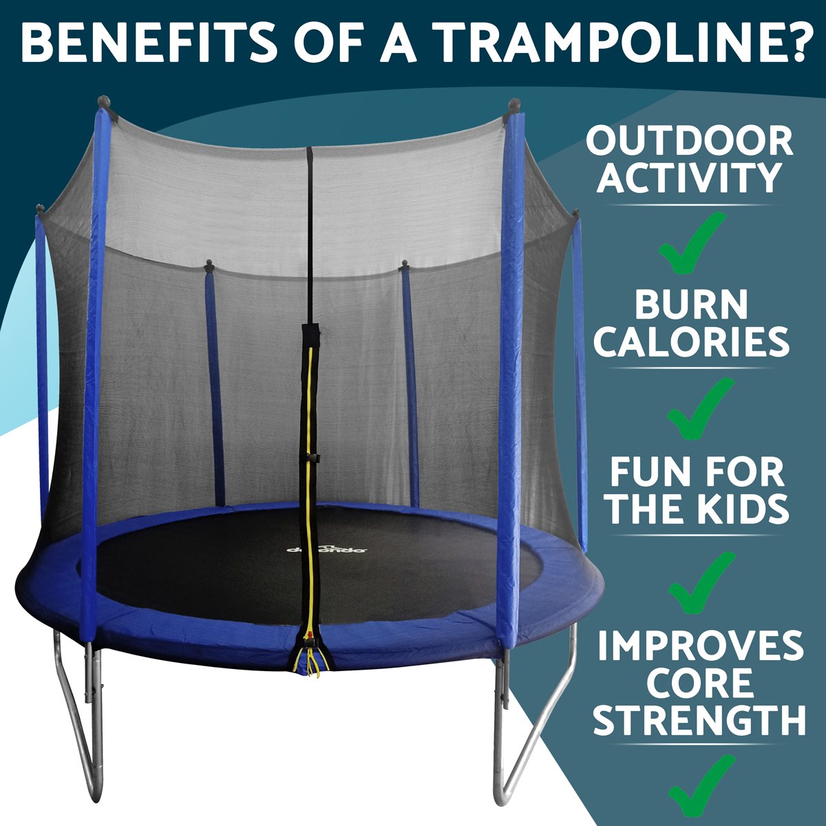 Dellonda DL68 10ft Heavy - Duty Outdoor Trampoline with Safety Enclosure Net - McCormickTools