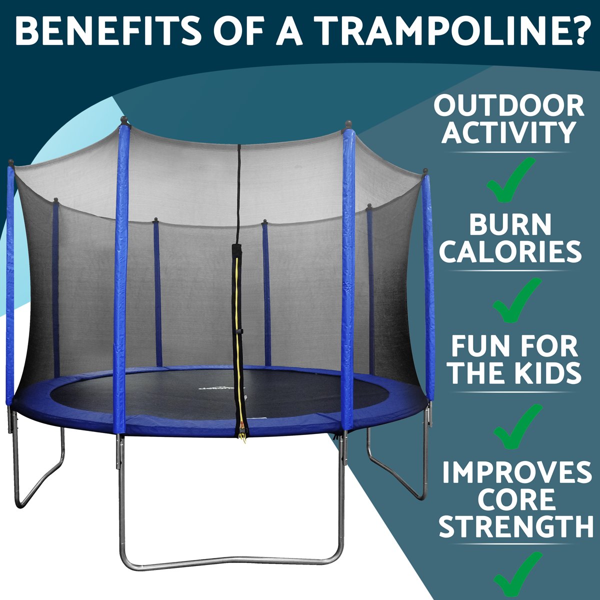 Dellonda DL69 12ft Heavy - Duty Outdoor Trampoline with Safety Enclosure Net