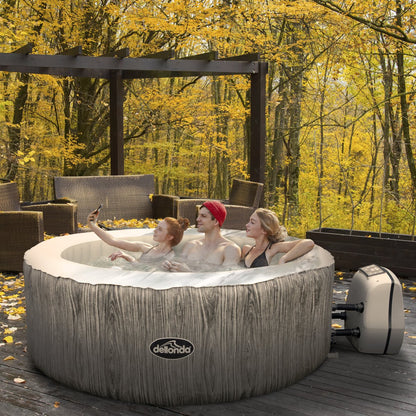 Dellonda DL88 2 - 4 Person Inflatable Hot Tub Spa with Smart Pump - Wood Effect