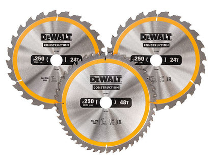 Dewalt Dt1964 Construction Circular Saw Blade 3 Pack 305 X 30mm X 24t/48t/60t