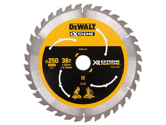 Dewalt Extreme Runtime Flexvolt Mitre Saw Blade 250 X 30mm X 36t