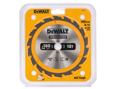 Dewalt Portable Construction Circular Saw Blade 160 X 20mm X 18t