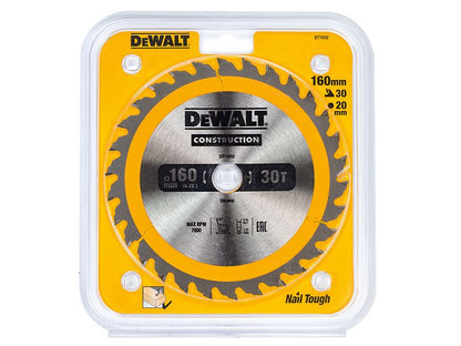 Dewalt Portable Construction Circular Saw Blade 160 X 20mm X 30t