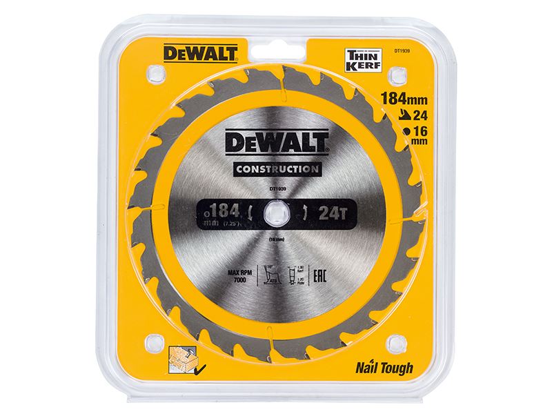 Dewalt Portable Construction Circular Saw Blade 184 X 16mm X 24t