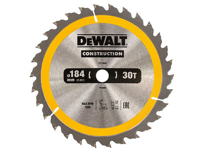 Dewalt Portable Construction Circular Saw Blade 184 X 16mm X 30t