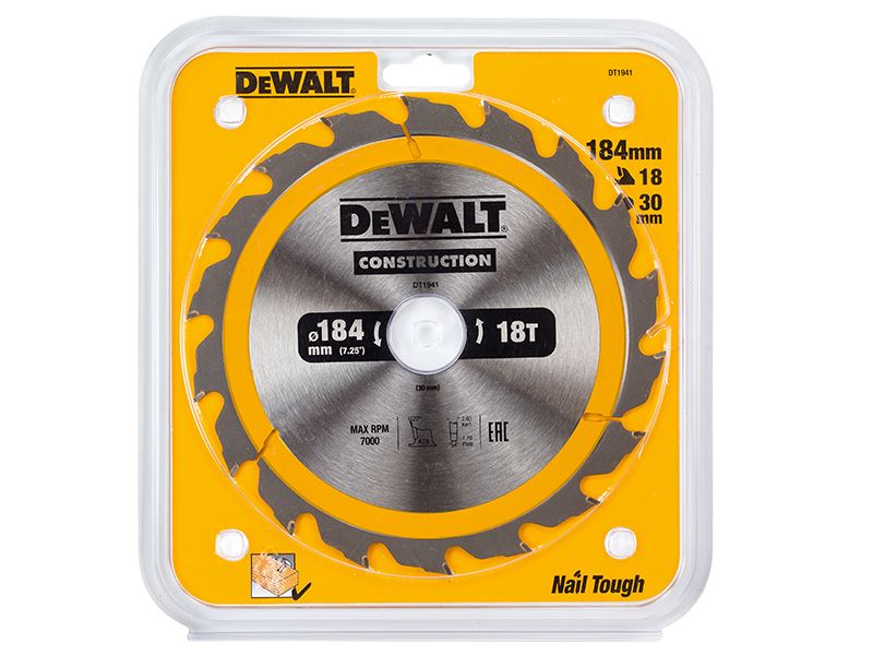 Dewalt Portable Construction Circular Saw Blade 184 X 30mm X 18t