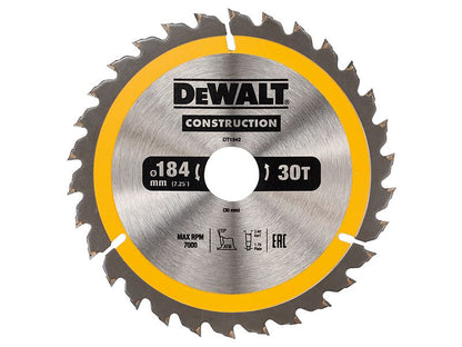 Dewalt Portable Construction Circular Saw Blade 184 X 30mm X 30t