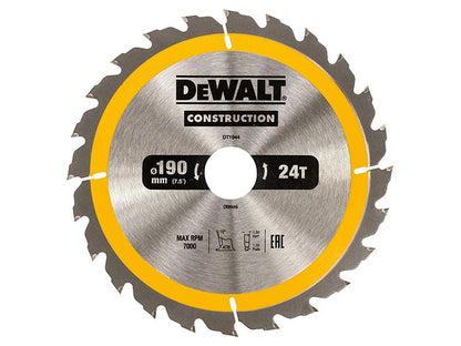 Dewalt Portable Construction Circular Saw Blade 190 X 30mm X 24t