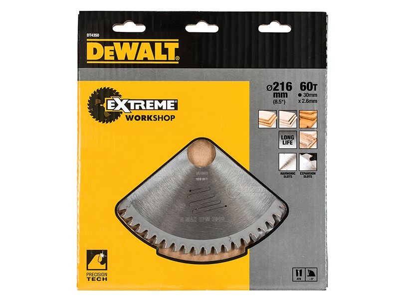 Dewalt Series 60 Circular Saw Blade 216 X 30mm X 60t Atb/Neg