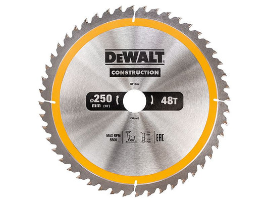 Dewalt Stationary Construction Circular Saw Blade 250 X 30mm X 48t