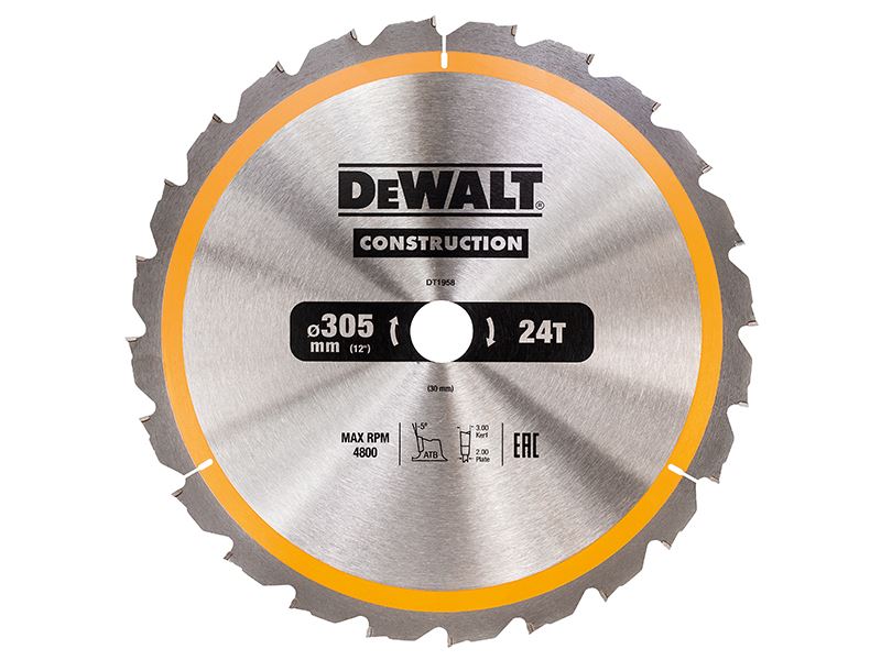 Dewalt TB - DEWDT1958QZ Dewalt Stationary Construction Circular Saw Blade 305 X 30mm X 24t Atb/Neg