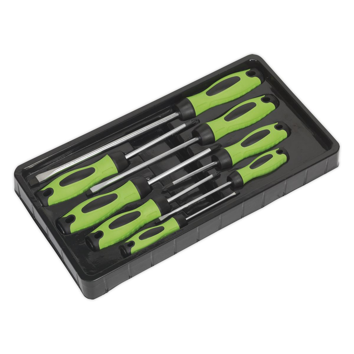 Sealey HV001 Screwdriver Set 8pc Hi-Vis Green