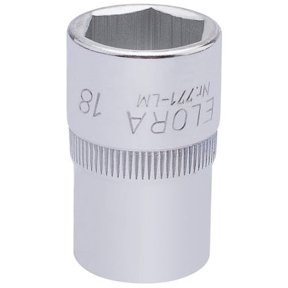 Elora 18mm 1/2" Square Drive Hexagon Socket 15307