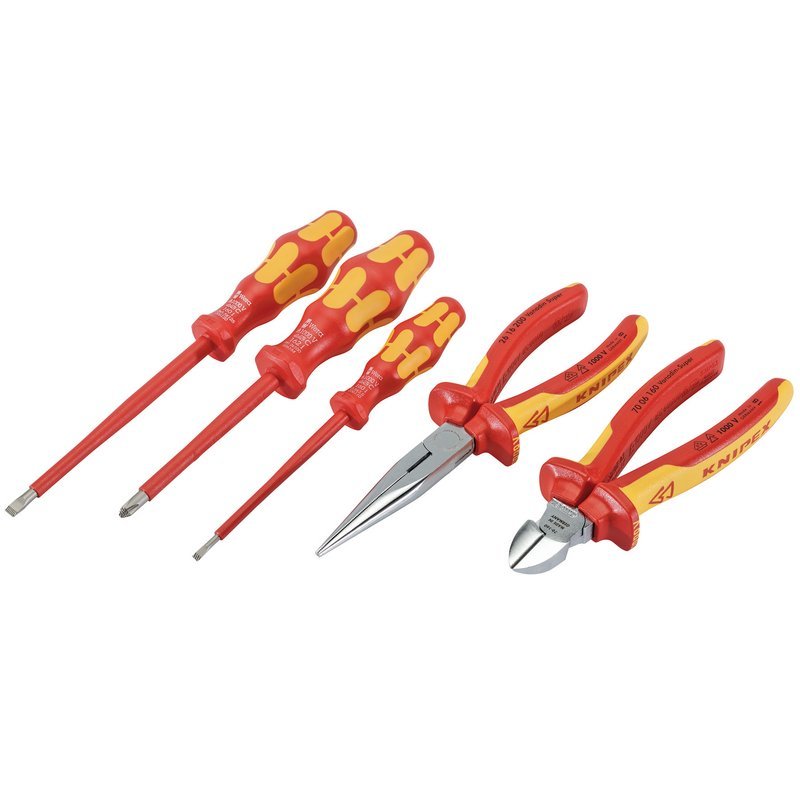 Knipex 43692 Knipex 00 20 13 VDE Approved Fully Insulated Screwdriver and Pliers Set 5 Piece