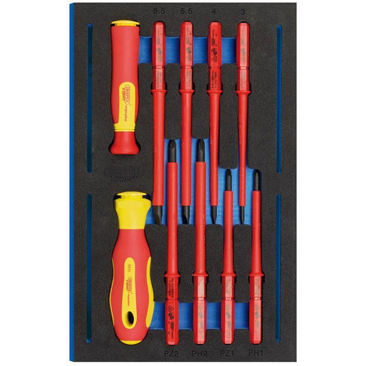 Draper VDE Ergo Plus Screwdriver Set in 1/4 Drawer EVA Insert Tray 10 Piece 63359