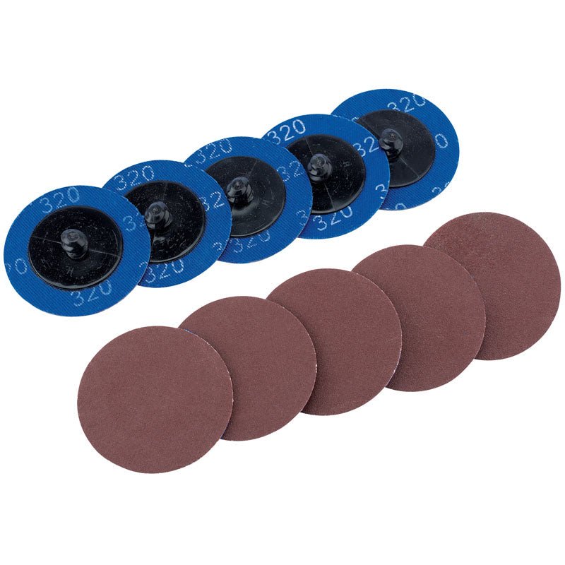 Draper Ten 50mm 320 Grit Aluminium Oxide Sanding Discs 75614