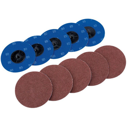 Draper Ten 75mm 80 Grit Aluminium Oxide Sanding Discs 75616