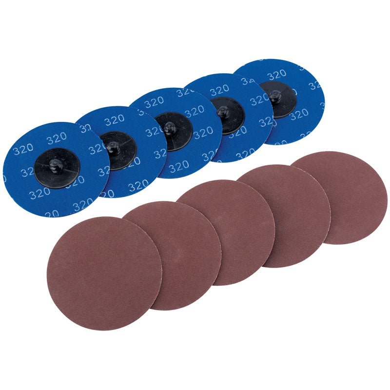 Draper Ten 75mm 320 Grit Aluminium Oxide Sanding Discs 75620