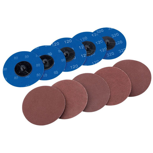 Draper Ten 75mm Assorted Aluminium Oxide Sanding Discs 75621