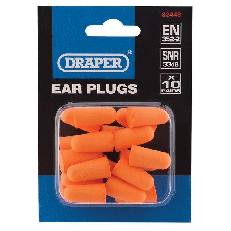 Draper Pairs of Ear Plugs (Pack of 10) 82448