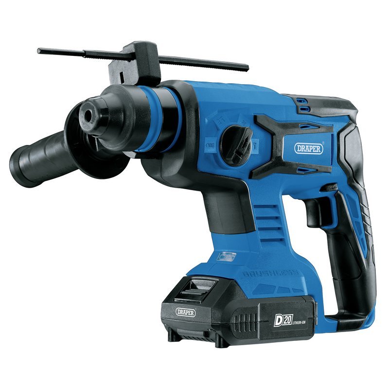 Draper 00592 D20 20V Brushless SDS+ Rotary Hammer Drill with 2 x 2.0Ah Batteries and Charger